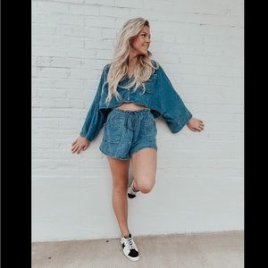 🔥SALE! NWT Free people Elora crop to and shorts set- deeper seas